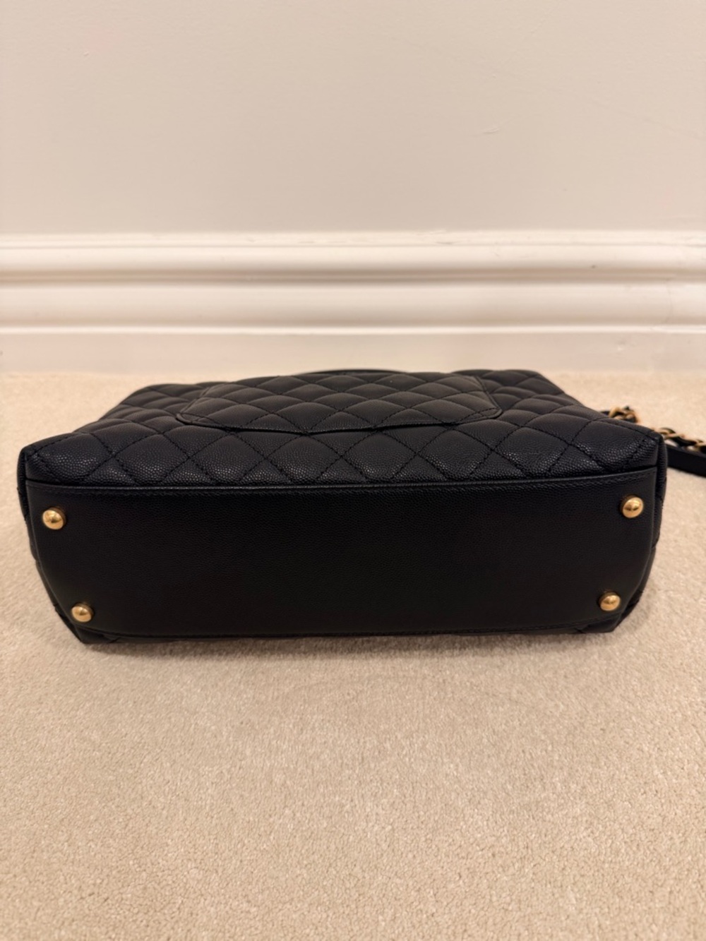 CHANEL Black Quilted Caviar Top-Handle Shoulder Bag with Gold Hardware - Picture 5 of 10